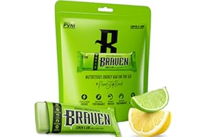 Braven Bar Lemon Lime Energy Bars (1.59 oz, Pack of 10) – Energy Chews with 5g Protein – On-the-Go Energy Snacks for Running, Hiking, and Sports - Gluten Free Snacks for Sustained Energy Boost