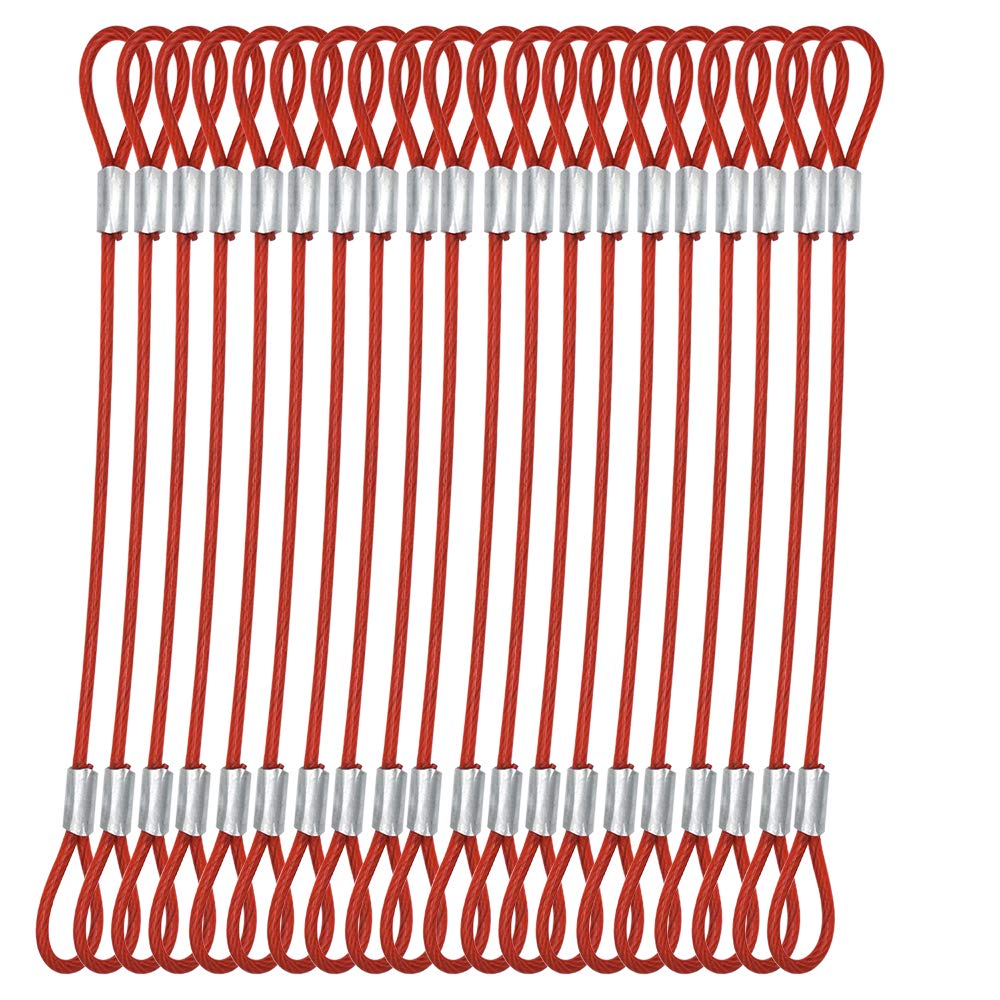 Photo 1 of Bytiyar 15 pcs 7.9 inch(20cm) 3mm Thickness Stainless Steel Wire Cable with Loops Vinyl Cover Coated Short Rope Lanyard Lock Safety Tether Chains,Red