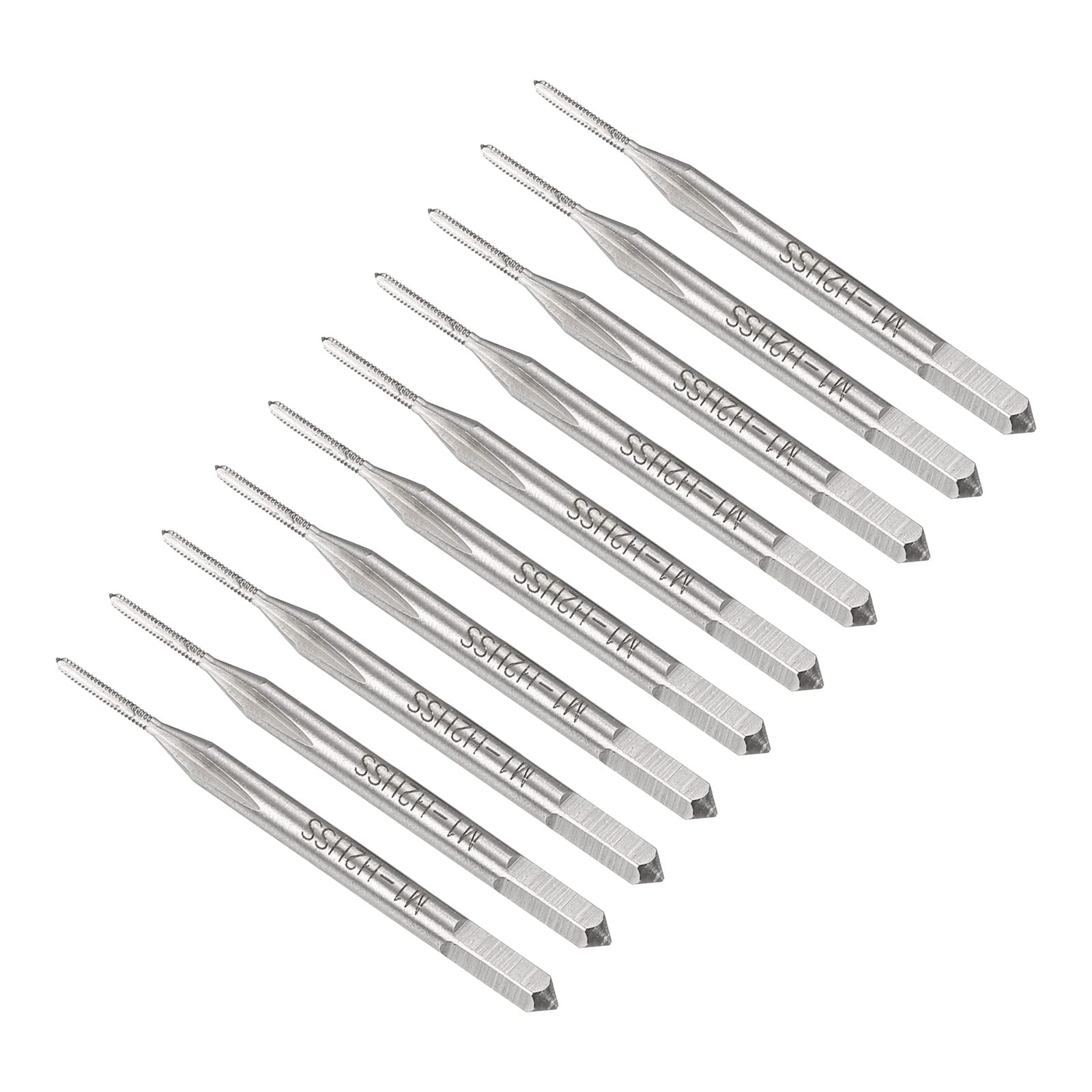 CoCud Thread Milling Taps, Metric M1 x 0.25 Thread H2, High Speed Steel Machine 3 Straight Flutes Screw Threading Tool - (Applications: for Tapping Drilling Machine), 10-Pieces