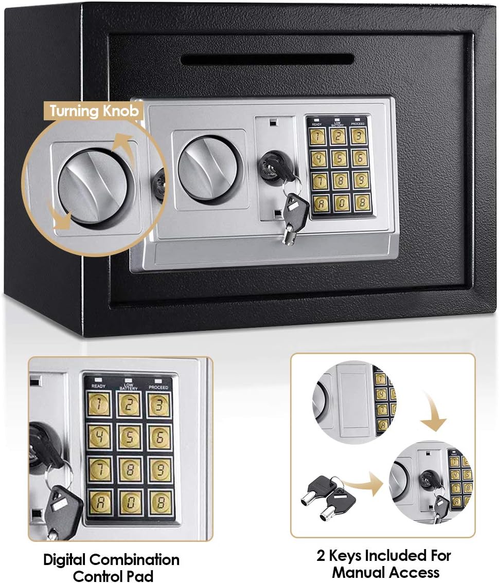 Giantex 14" Digital Depository Drop Gun Jewelry Home Hotel Lock Cash Safe Box (Black) - - 