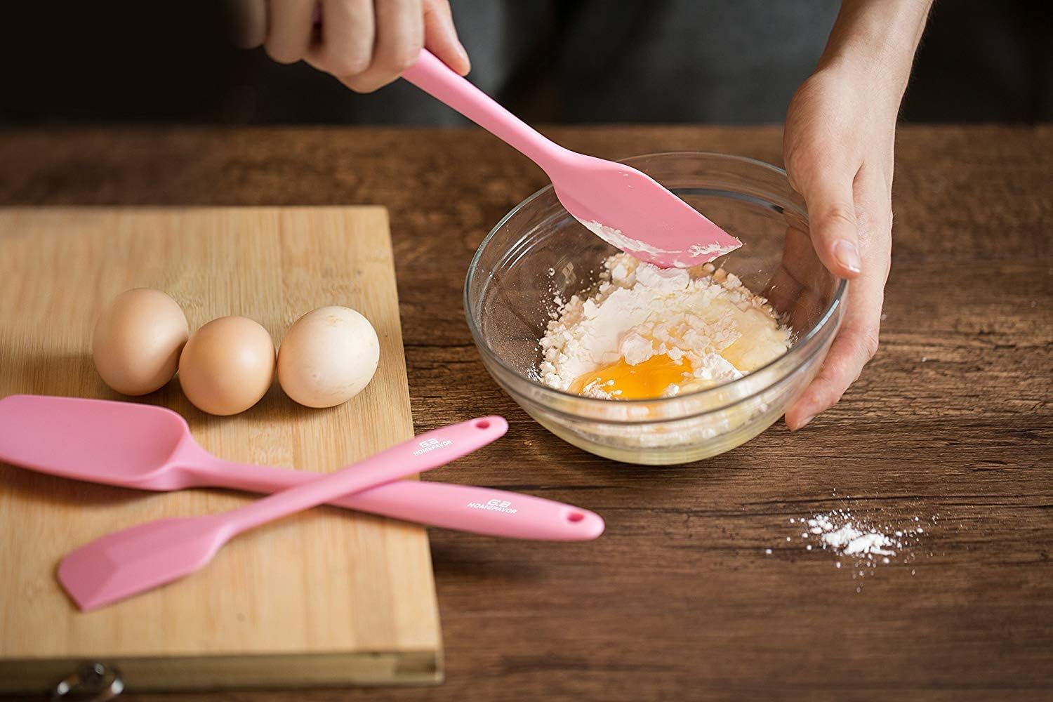 G.a HOMEFAVOR 3-piece Silicone Spatula Set Heat-Resistance Baking Rubber Spatulas BPA Free Pink: Kitchen & Dining