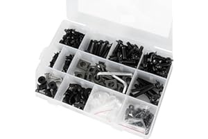 MOCODUO 195Pcs M5 M6 Motorcycle Fairing Bolt Kits, Stainless Steel Windscreen Screws Fastener Clips Universal Fits for Sportbike Kawasaki Suzuki Honda Yamaha BMW Ducati GSXR Motorcycle Accessories Black