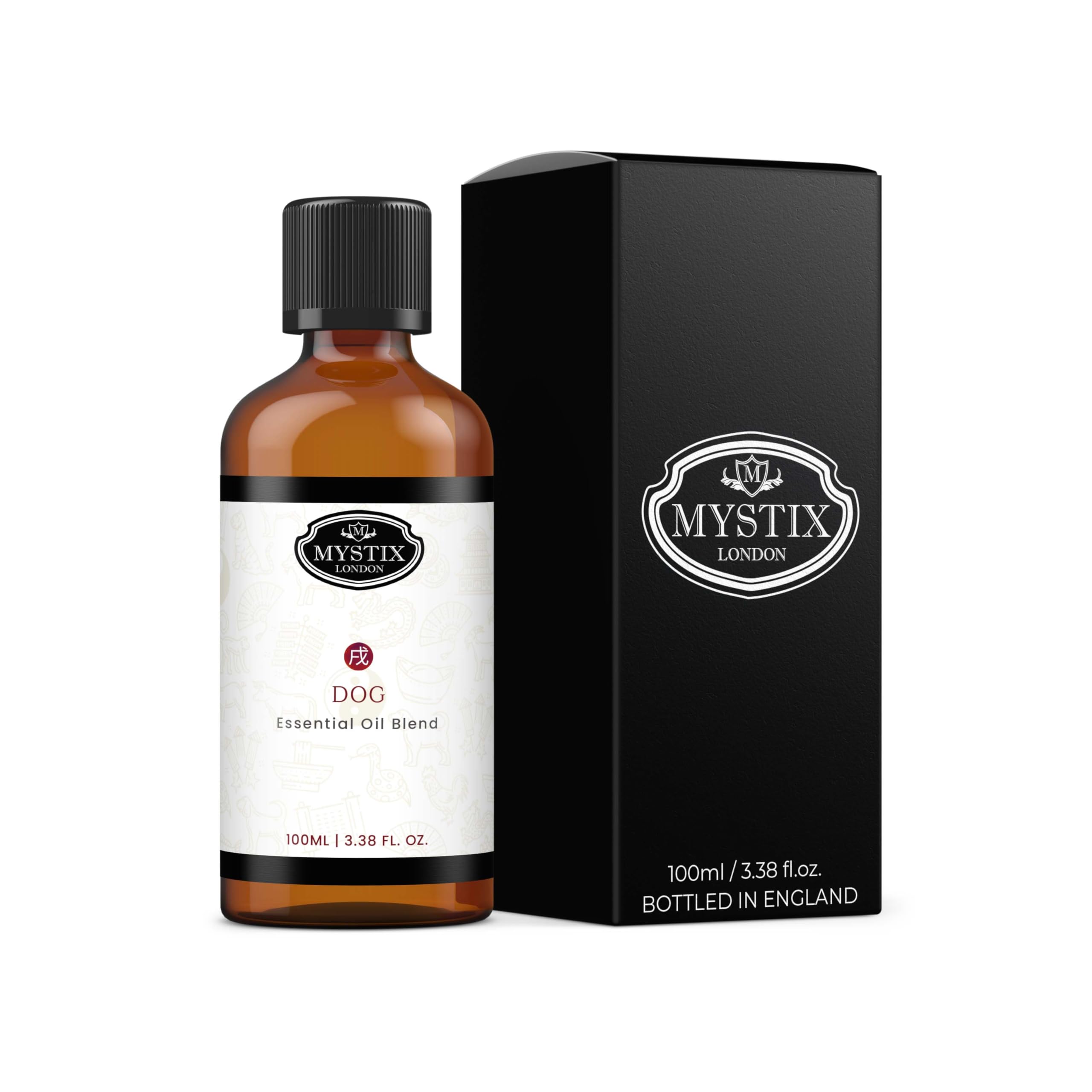 Mystix London | | Dog Chinese Zodiac Essential Oil Blend 100ml | 100% Pure & Natural | Aromatherapy Oil | Black Pepper, Cedarwood, Clove, Frankincense, Lemongrass, Petitgrain | Vegan, GMO Free