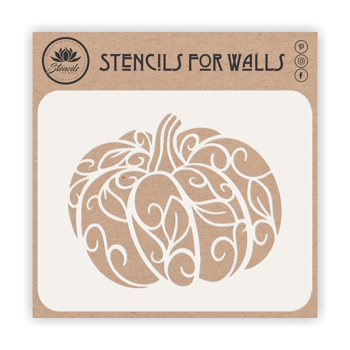 Fancy Pumpkin Stencil, 13.97 x 11.43 cm (M) - Decorative Halloween Thanksgiving Vegetable Pumpkin Stencils Template for Painting