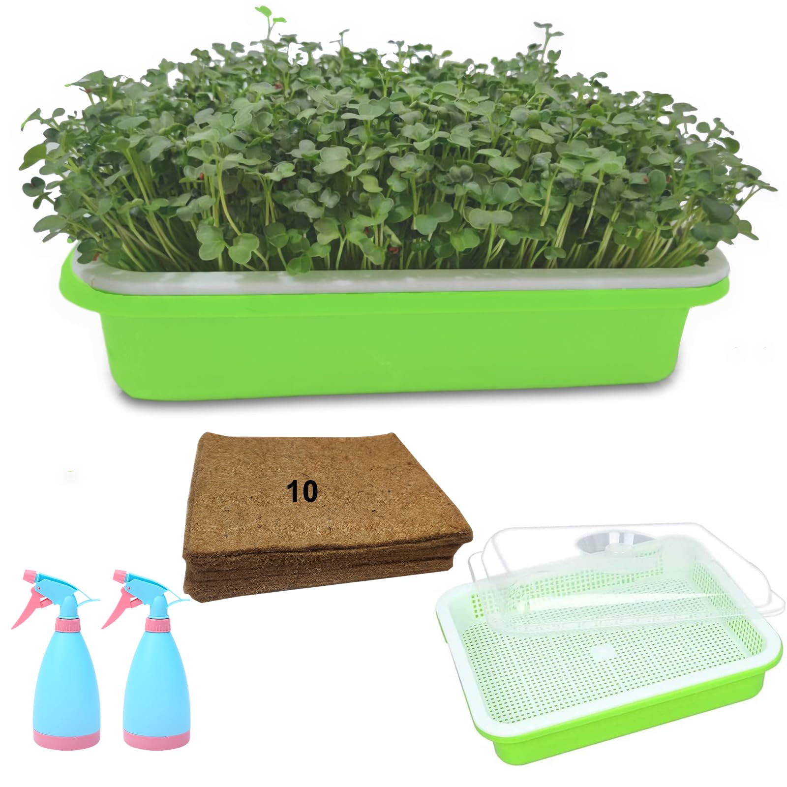 Photo 1 of 10 PCS 8.46" X 10.6" Microgreens Growing Medium Hemp Jute Mat,Hydroponic Growing Tray,Microgreens Starter Kit Indoor for Watercress Wheatgrass Others