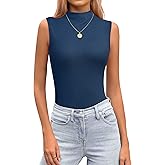 JUSTFASHIONNOW Mock Turtleneck Sleeveless Tops Stretchy Relax Fit Casual 2026 Summer Layer Tank Top