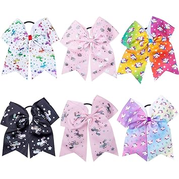Amazon Com Rsky 7 Girls Colorful Unicorn Cheer Bows Hair Bows