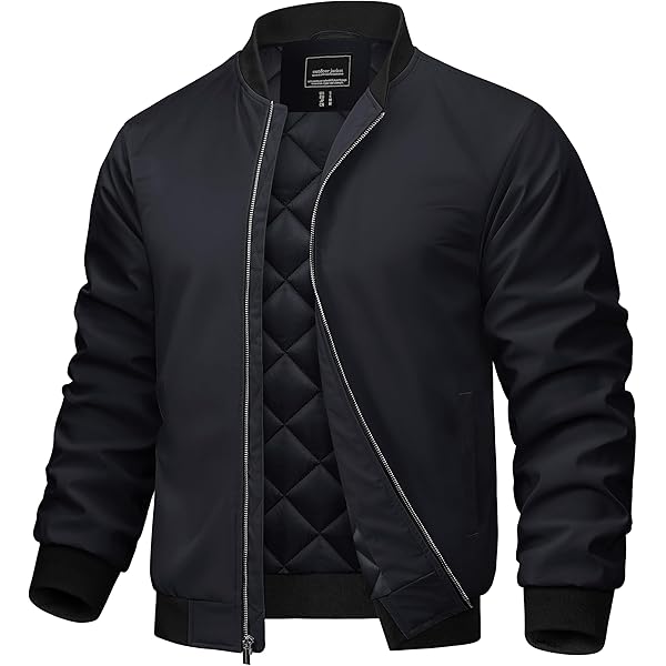 TACVASEN Men's Jackets Black Bomber Jacket Winter Lightweight