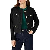 YEXPINE Cropped Tweed Blazer Jackets for Women Elegant Slim Collarless Business Casual Outfits