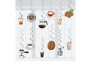 Coffee Birthday Decorations Coffee Party Decor, Assembled and Ready to Use, Coffee Themed Party Hanging Swrils 24pcs Party St