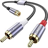 MOSWAG RCA Splitter, 1 Female to 2 Male, RCA Y Splitter Audio Video Cable Splitter Adapter for Amplifiers, Gaming Consoles, CD Player, Subwoofer, Home Theater, HDTV