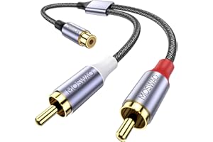 MOSWAG RCA Splitter, RCA Y Splitter, 1 Female to 2 Male Audio Speaker Y Adapter Splitter Cable for Amplifiers, CD Player, Sub