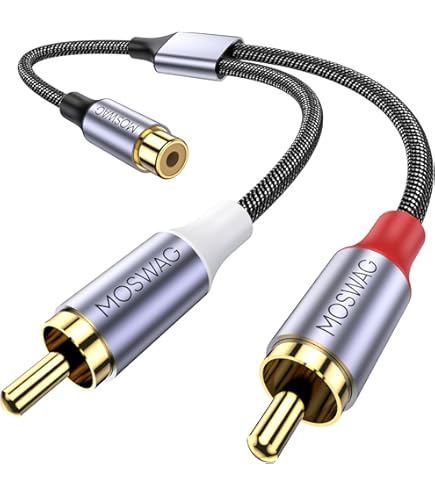 Amazon.com: MOSWAG 1 Male to 2 Female RCA Splitter, RCA Y Splitter