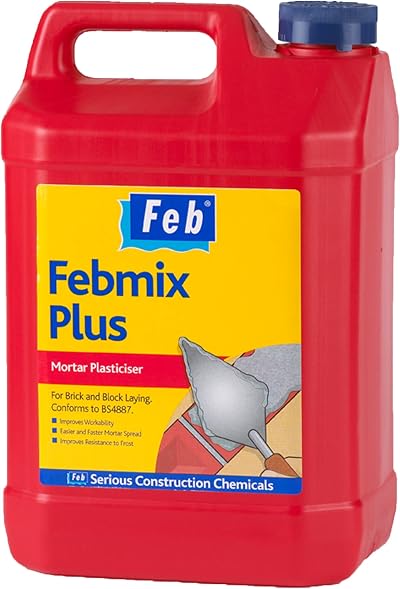 Everbuild Febmix Plus Mortar Plasticiser 5 Litre Brick Block Laying Workability