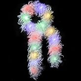 SOGUGOM White Light Up Boas - 65g 2 Yards LED Feather Boas for Party, Concert, Halloween, Christmas and Dancing Wedding(LED Boa - White)