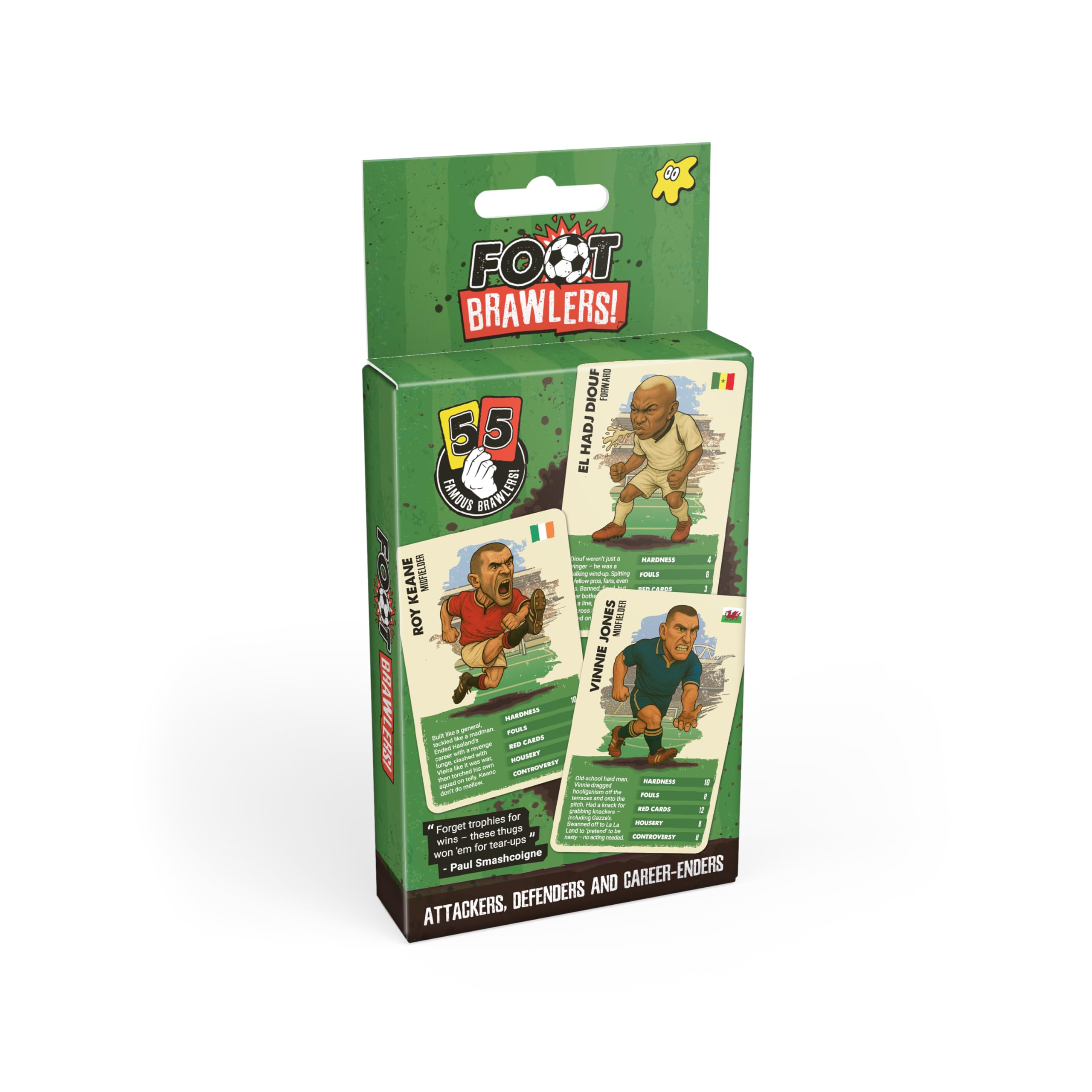 Footbrawlers – The Ultimate Football Card Game for Adults & Teens – 55 Attacking, Defending & Career-Ending Legends – Hilarious Gift for Football Fans, Lads & Game Nights – Retro Collectable Game