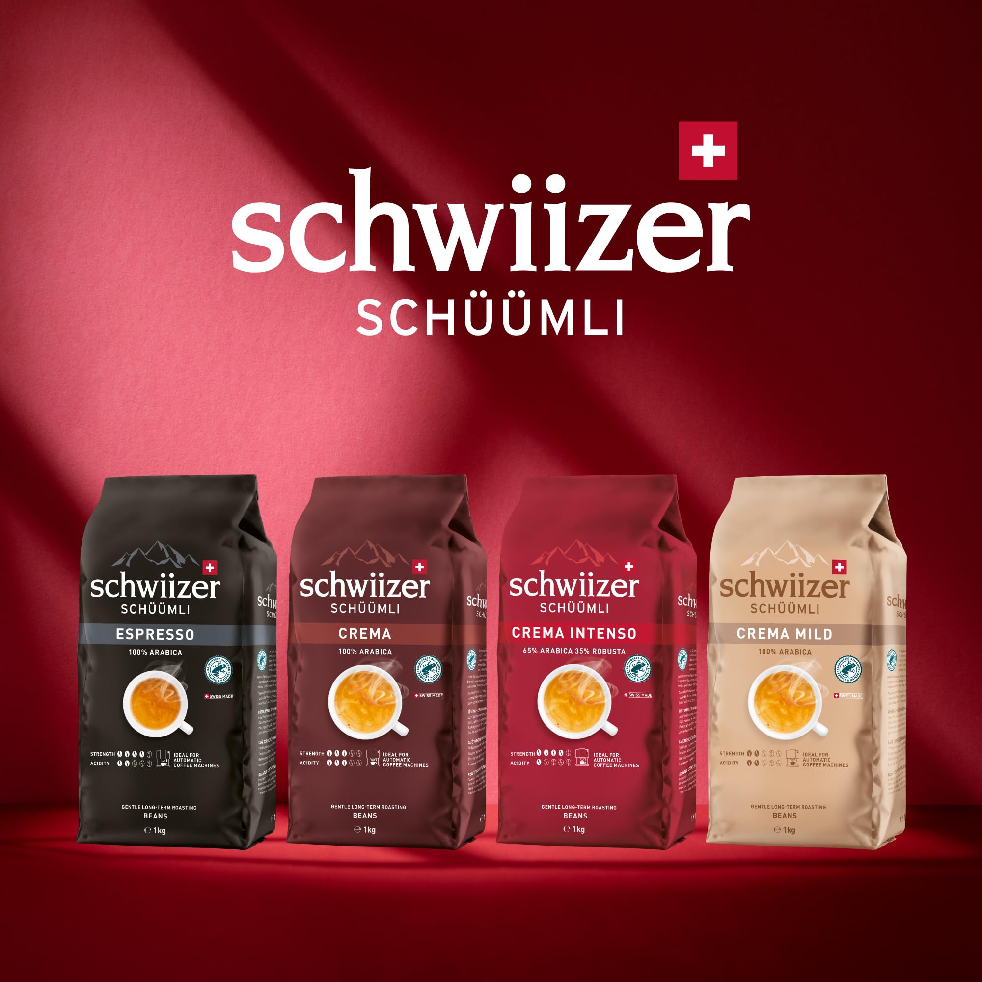 Schwiizer Schüümli Espresso, 100% Arabica Kaffeebohnen, kräftig-intensiv, ideal für Vollautomaten, Stärke 4/5, mittlere Röstung, Rainforest Alliance, 1kg 6