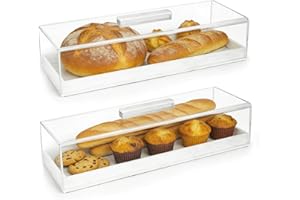 CIXIZUIJIA 2PCS Acrylic Rectangular Cake Tray - Multifunctional Cake Stand with Cover Lid - Pastry Serving Dessert Holder Tra