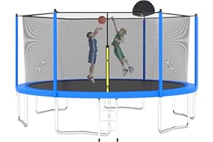 Evedy 16FT 14FT 12FT Trampoline Set with Swing, Slide, Basketball Hoop,Sports Fitness Trampolines with Enclosure Net