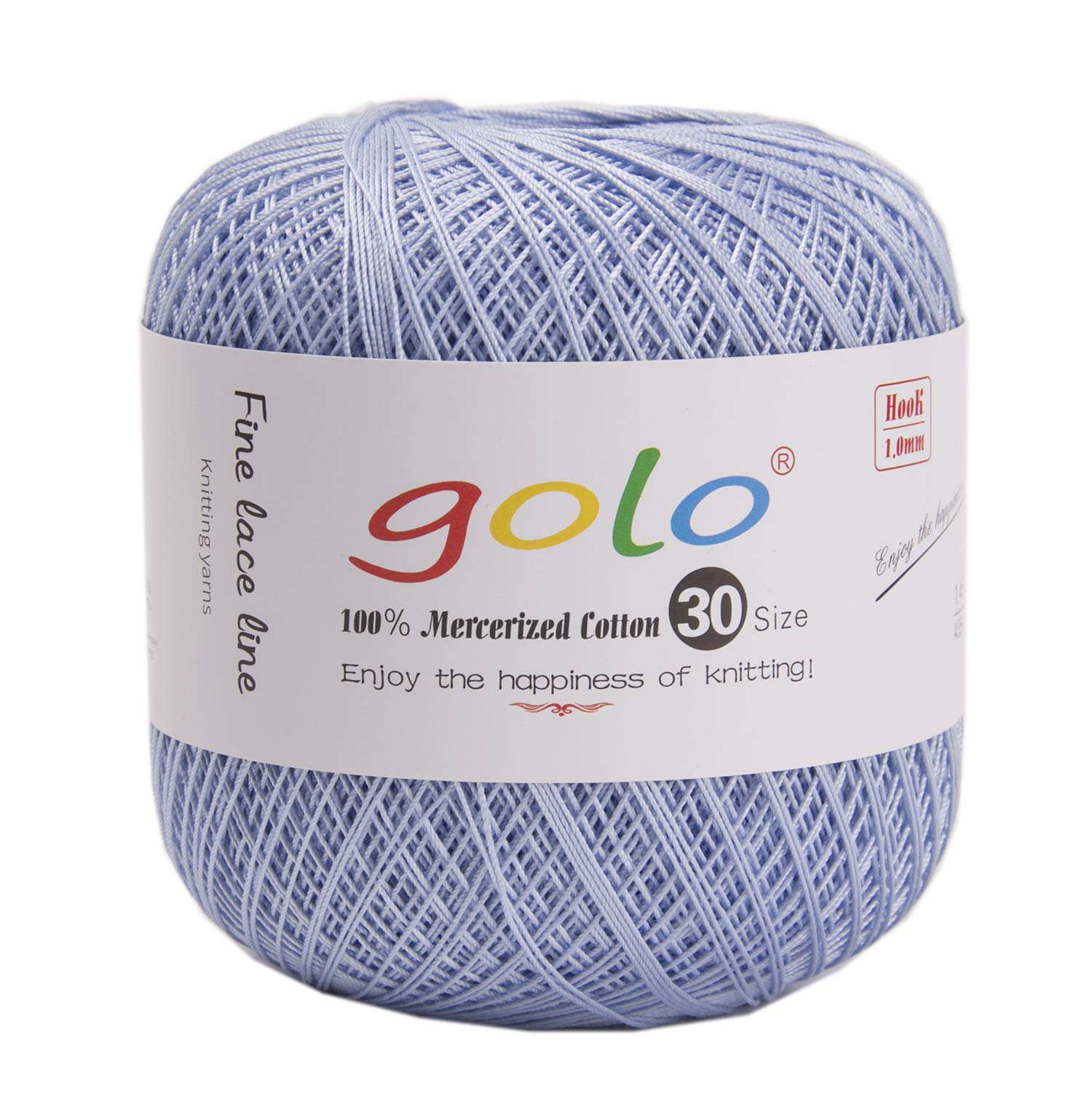 golo Crochet Thread Size 30 Yarn for Hand Knitting Cotton Crochet Yarn (Sky blue-3840) — image 1