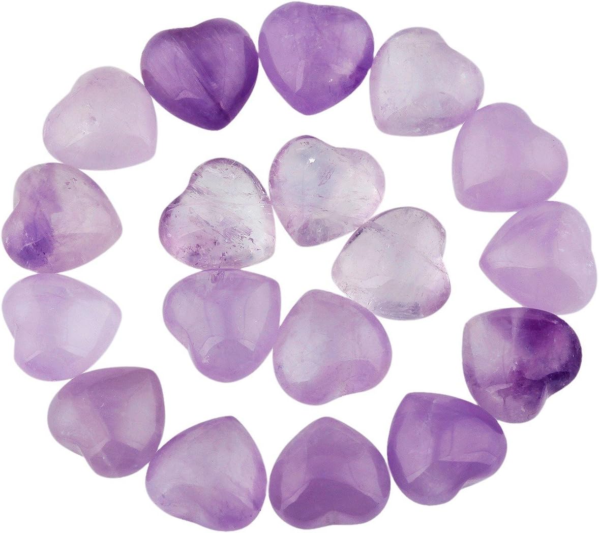Shanxing 10pcs Natural Amethyst Mini Heart Crystals Set