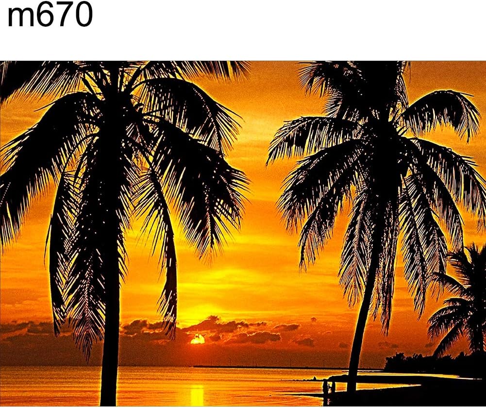 Kuizhiren1 Diamond Painting Kit Decoration,30x40cm Sea Beach Boat Path Scenery Cross Stitch DIY Full Round Diamond Painting - m670