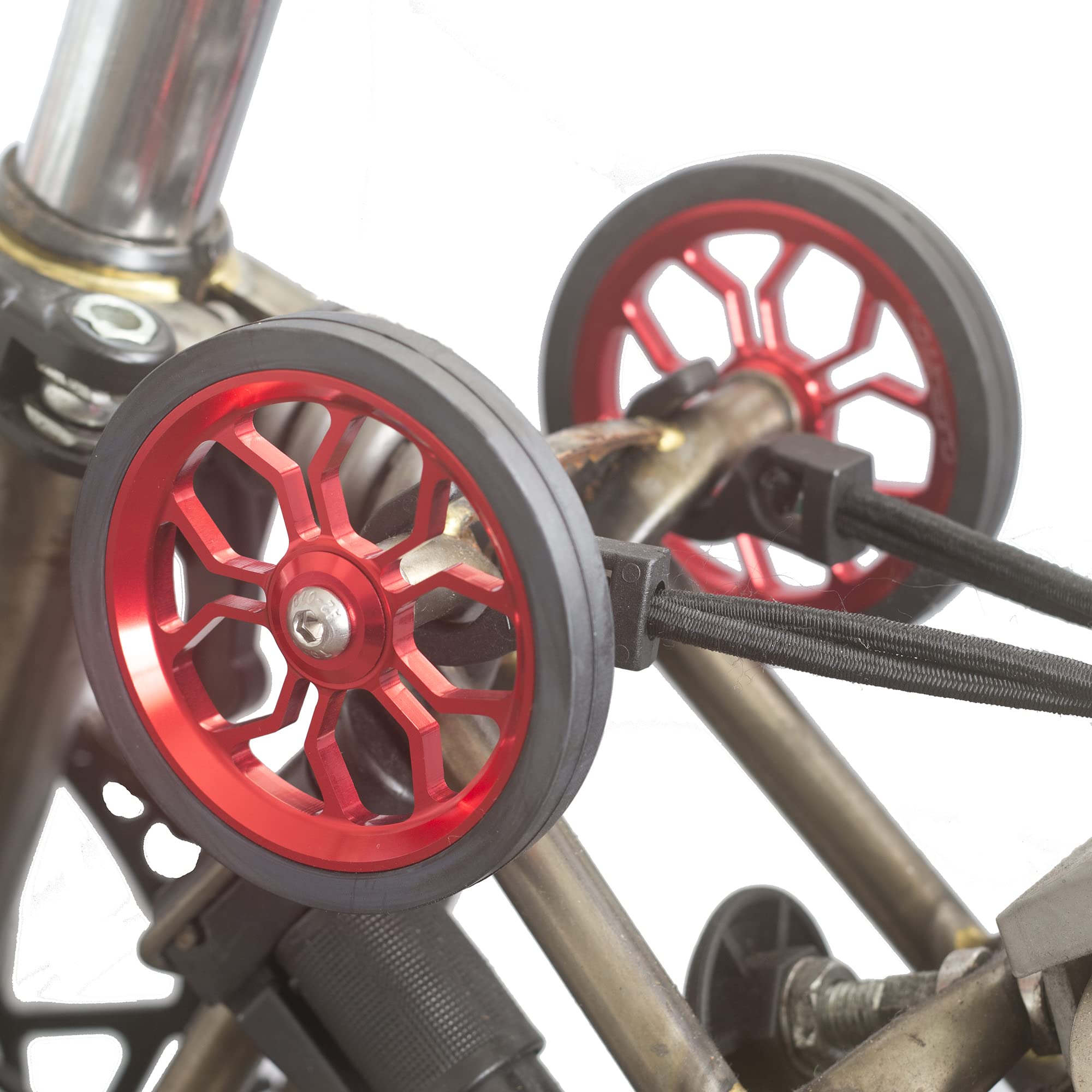 Large 82mm Wide Easy Wheels For BROMPTON folding bike in RED