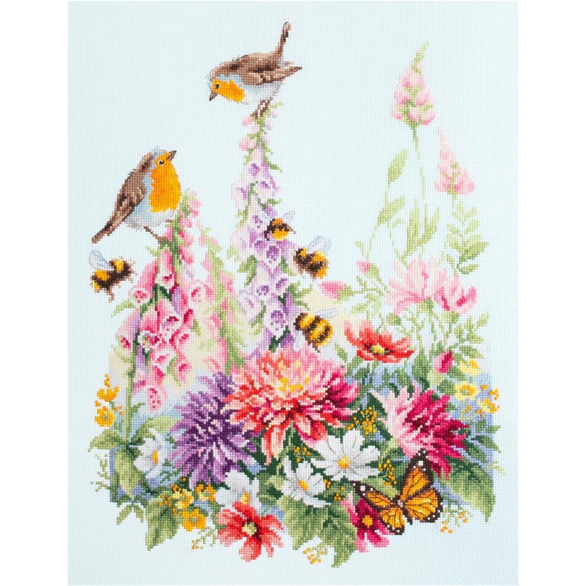 Magic Needle 130-032 ZW Robin Singing Cross Stitch Kit with Counted Pattern Zweigart Edition, Cotton, Multi-Colour, 31 x 40 cm