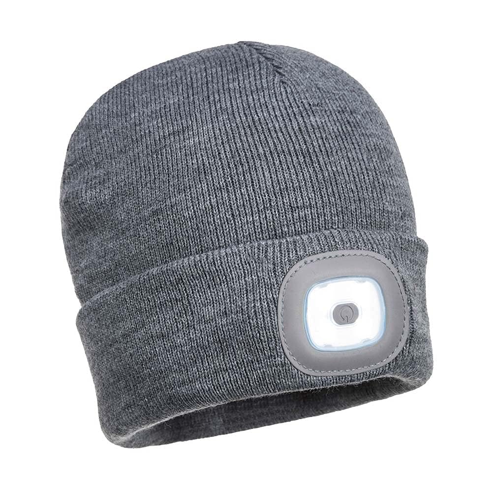 Portwest Beanie USB Rechargeable LED Head Light, Size: One Size, Colour: Grey, B029GRR