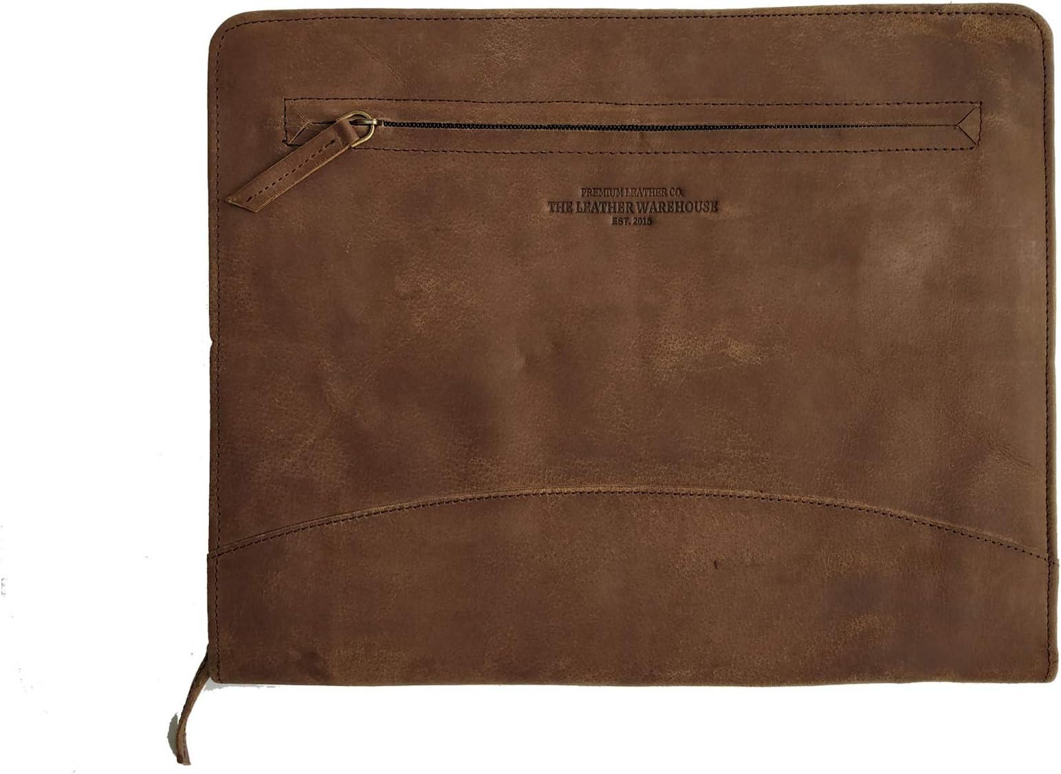 Zippered Leather Business Portfolio | Padfolio | Document Organizer |Folder | Planner for Men Women for Interview | Office A4 Papers Compatible with 11 inch Tablet ipad Handmade - (Coffee Brown)