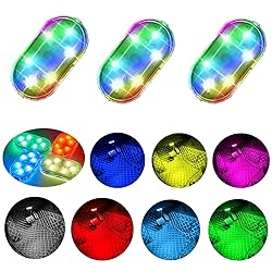 FICBOX 3Pcs Car LED Lights Interior,7 Colors LED
