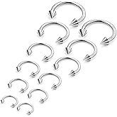 Eakxnig Septum Rings 16G Surgical Steel Snake Bite Jewelry Round Balls Horseshoe Lip Rings Smiley Piercing Jewelry for Women Men 6mm 8mm 10mm 12mm 14mm 16mm