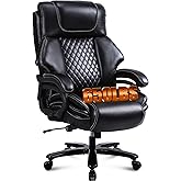 BOSMILLER 650lbs Large Big and Tall Office Chair for Heavy People with Adjustment Lumbar Support, Comfy Padded Heavy Duty Leather Executive Office Chair with Quiet Rubber for Adults 8 Hours Daliy Work