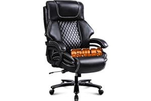 BOSMILLER 650lbs Large Big and Tall Office Chair for Heavy People with Adjustment Lumbar Support, Comfy Padded Heavy Duty Leather Executive Office Chair with Quiet Rubber for Adults 8 Hours Daliy Work