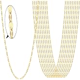 24PCS Gold Necklace Chains for Jewelry Making 2MM 18K Gold PVD Plated Stainless Steel Sparkly Lip Link Chains Bulk for DIY Necklace