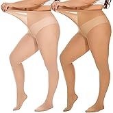 DUCMODA Plus Size Tights for Women, Ultra Soft Solid Color Semi-Opaque Pantyhose, Nylon High Waist Stockings 1X 2X 3X 4X