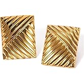 House of Hunter Chunky Vintage Square Earrings – Gold Statement Jewelry for Women