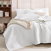 Masaca White Oversized King Quilt 120x120,Lightweight Oversized King Bedspread,3 Piece Extra Large Modern California King Coverlet Set Ultra Soft