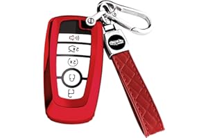 XIYANG TRADE for Ford Key Fob Cover with Keychain,Key Fob Cover Case Shell for Ford Explorer Fusion Escape Edge Expedition F150 F250 F350 F450 F550 Maverick Mustang 3/4/5 Buttons Smart Key (Red)