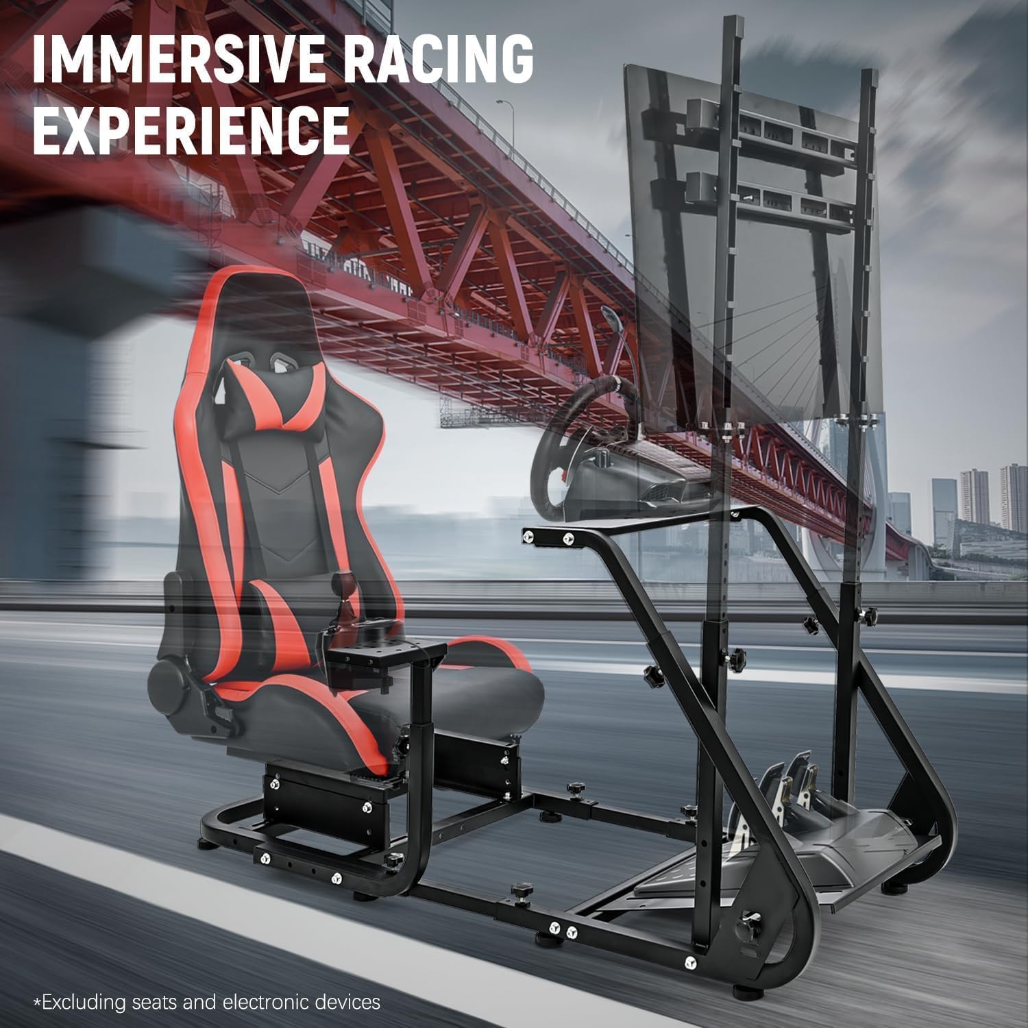 Marada Racing Simulator Cockpit with TV Bracket Mounting Holes Fit for Logitech/Fanatec/Thrustmaster G923 G27 G29 G920 T300, Adjustable Driving Simulator, No Steering Wheel Pedal TV Seat
