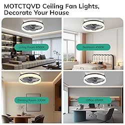 MOTCTQVD Low Profile Ceiling Fans with Lights and