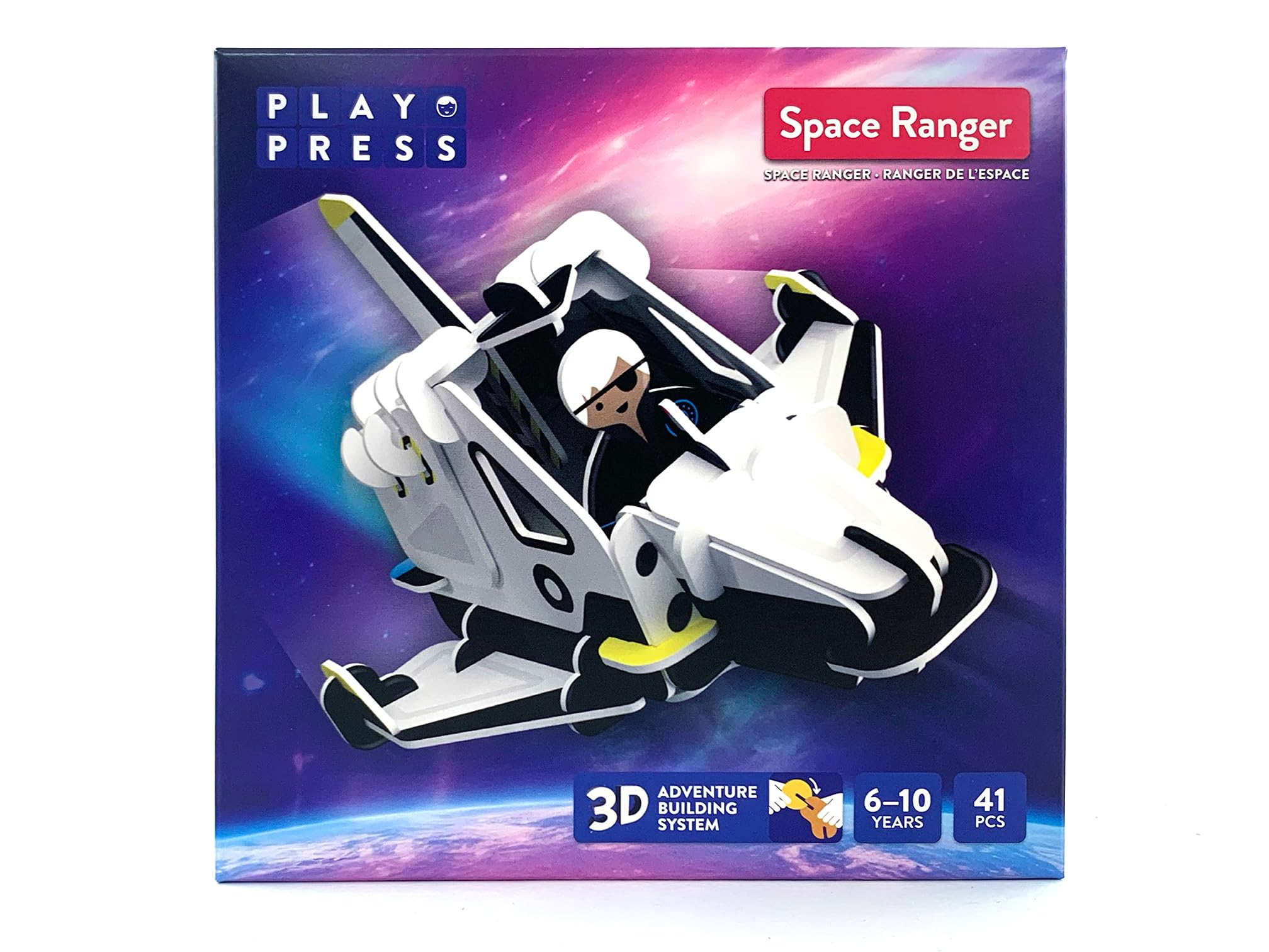 PLAYPRESS Spaceship and Space Ranger Astronaut Toy Set Pop-out Playset - Eco-Friendly Building Toys - Easy Storage - Construction Toys for Ages 4+
