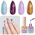 AZUREBEAUTY Sunlight Color Changing Nail Polish Set Quick Dry Vegan Blue Purple Mermaid Series 2 Colors Spring Summer Nail Lacquer Natural Fingernail Kit DIY Women Gifts 0.34oz