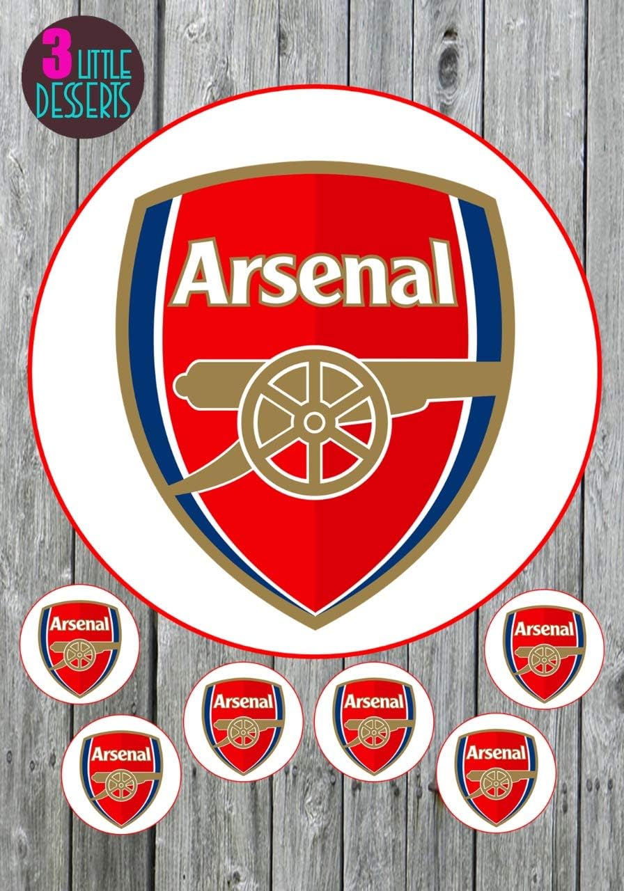 Arsenal Fc 7 5 Cake Edible Premium Icing Sheet Cake Topper 7 5 Inches Plus 6 1 5 Inches Cupcake Toppers Amazon Co Uk Kitchen Home