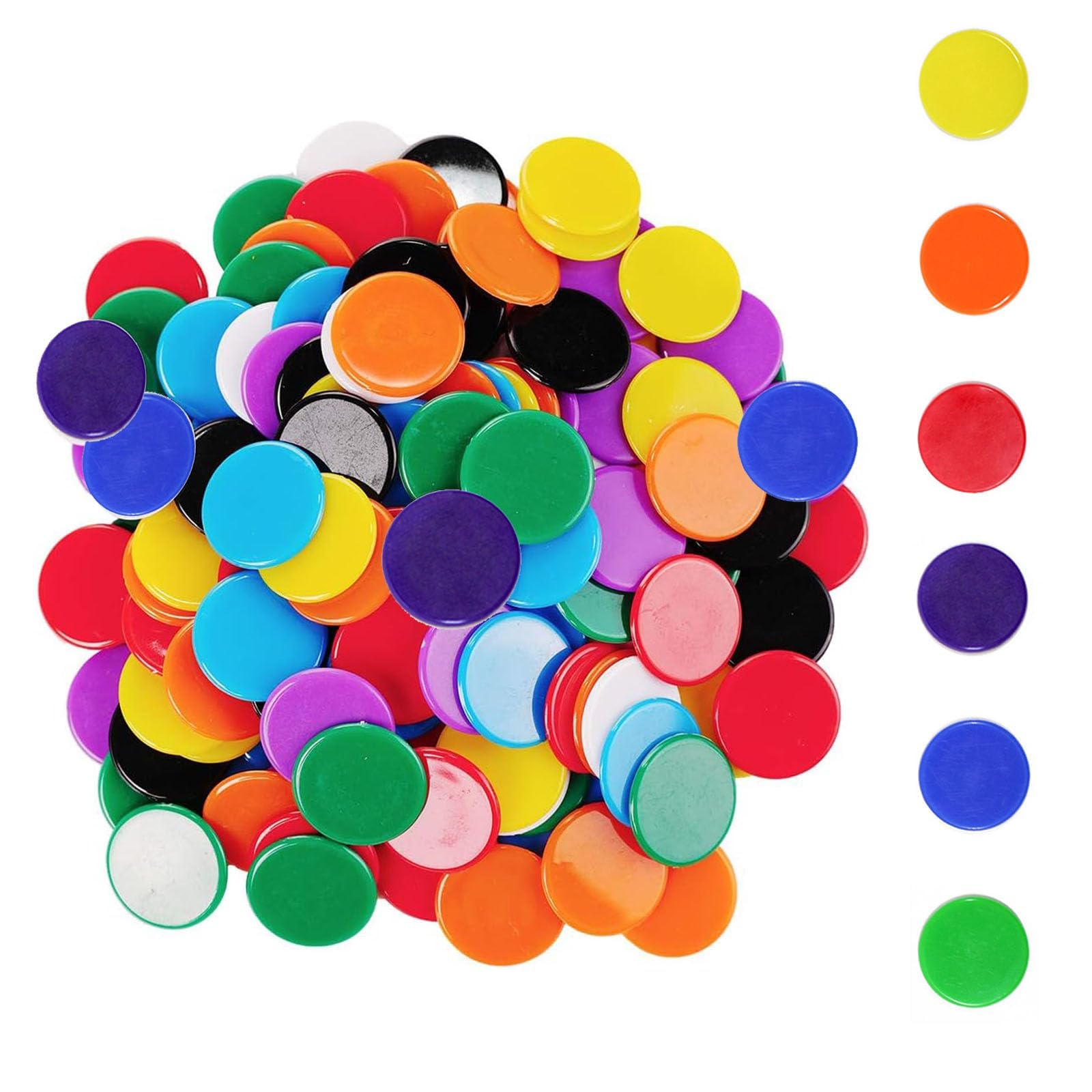 SKJAXF 200 Pcs Counters, Colourful Tokens, 6 Colors Counters For Maths, Not Transparent Tokens For Events, Plastic Counters Suitable For Children's Mathematical Counting Education