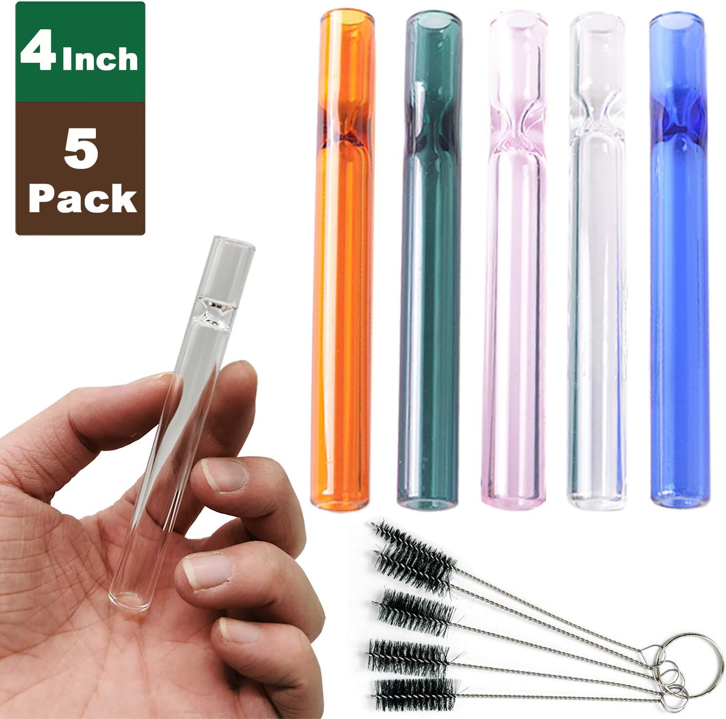 Reusable Straw Tube,Personal Travel Accessories with 5pcs Cleaning Brush (5 Pack)