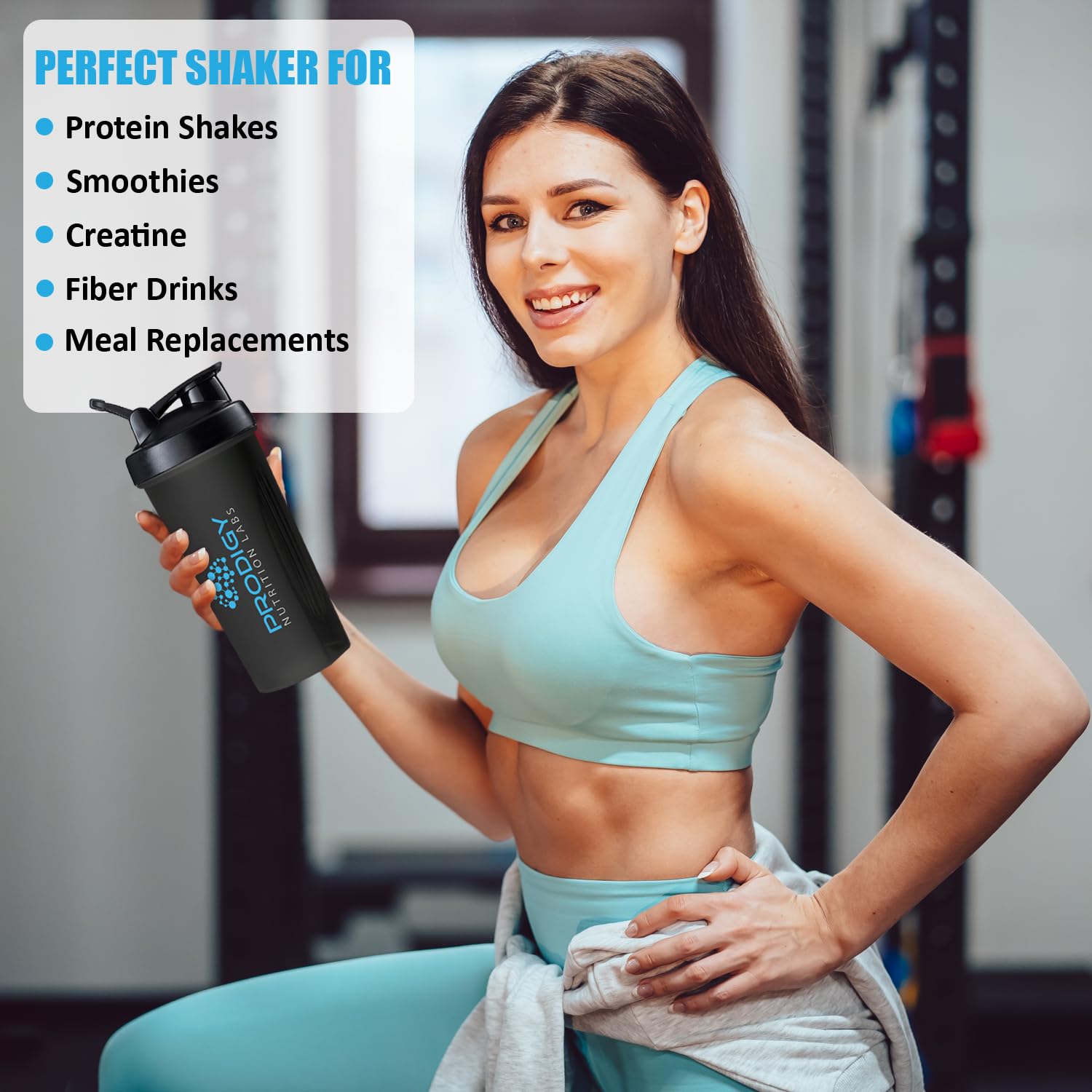 Protein Shaker 20oz Large Shaker Bottle Perfect for Workout Supplements, Protein powder, Sports drinks, BCAA'S, Meal Replacement, BPA Free, for Fitness Enthusiasts Athletes - Black