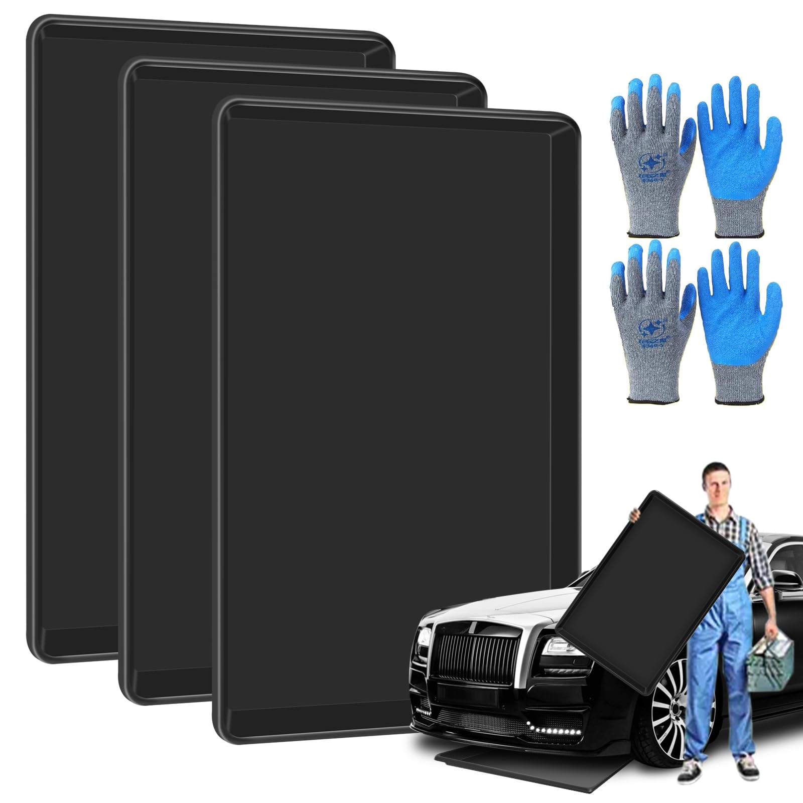 Photo 1 of ***1 PIECE*** Zejoot 3 Pcs Extra Large Oil Drip Pan for Under Car - 35.4 x 24 x1.6 Inches, Hard Plastic Auto Oil Drip Tray, Oil Catch Pan Replacement Tray to Keep Garage Floor Show Room Driveway Safe and Clean