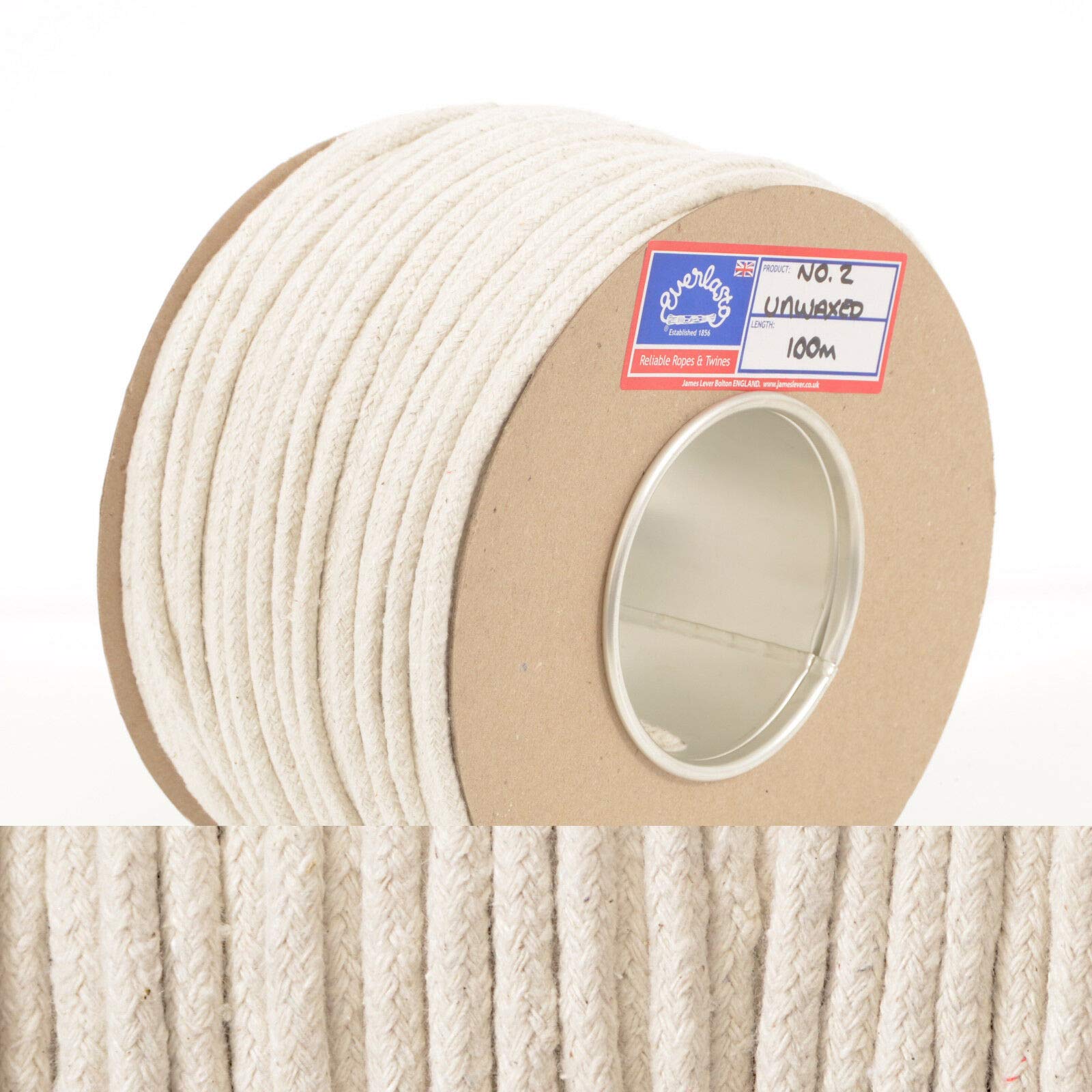 No.4 (7mm) Quality Everlasto Unwaxed Natural Cotton Sash Cord (various lengths) (100M)