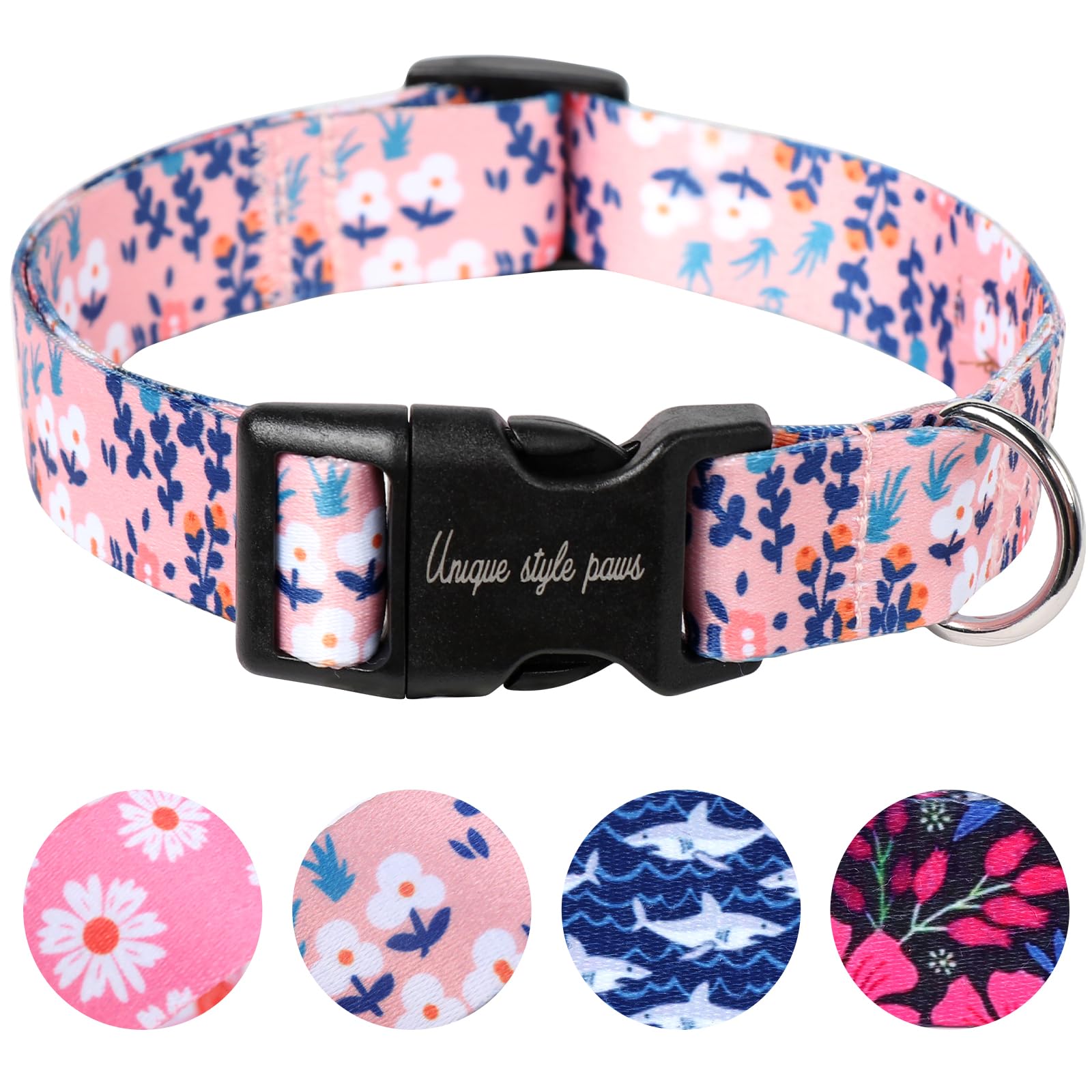 Unique style paws Blue Leaves Dog Collar Puppy Collars Harnesses & Leads For Dogs Uk Bow Tie Soft Adjustable Cute Flower Comfortable Collars Pet Gift For Small Medium Large Dogs L — image 1